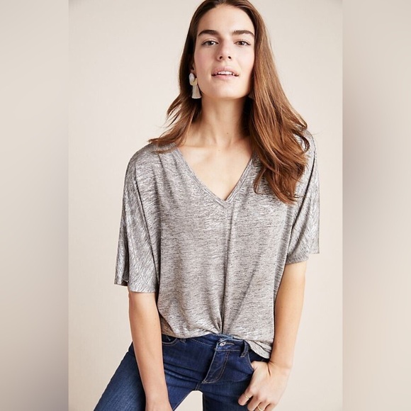 Anthropologie Tops - Anthropologie Size S Metallic Silver Blouse
